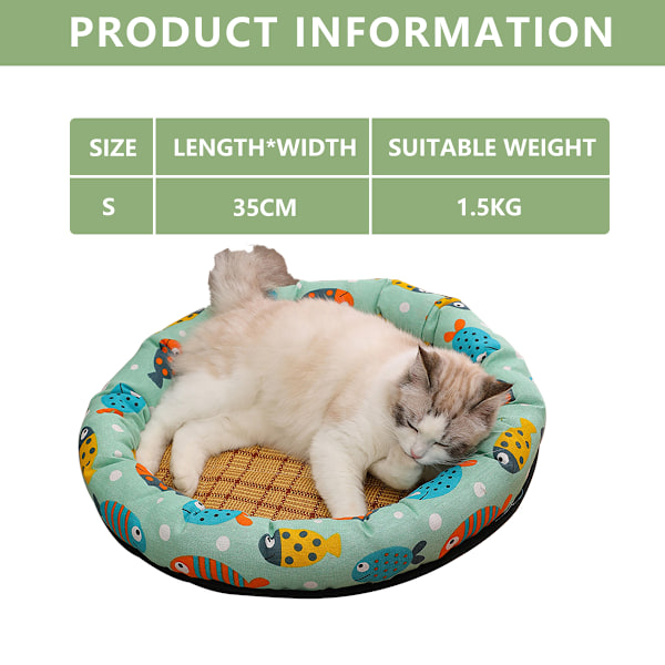 Sommermåtte Kennel Kattenest Kold Pude Dyretilbehør, Rattanmåtte Kattekøler Sovemåtte, Squishmallow Dyreseng
