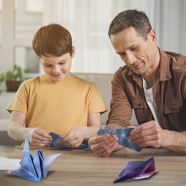Origamipapper Kit 200 ark Fylliga färger Dubbelsidiga tryckta mönster Kvadrat för konst och hantverksprojekt
