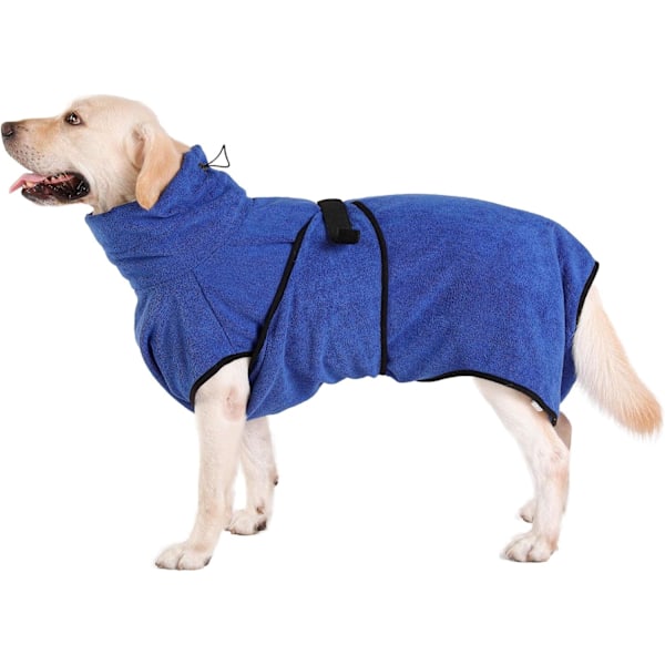 Hundebadekåbe Mikrofiber Hundetørreklæde Hurtigtørrende Mikrofiberhåndklæde Superabsorberende Komfortabel og med justerbare stropper til kæledyr hunde, blå