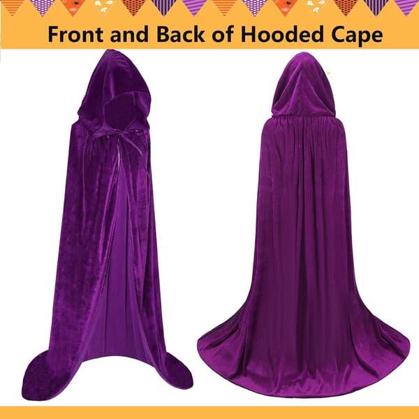 Unisex voksen hættekappe lang fløjlskappe Halloween Cosplay kostumer Purple
