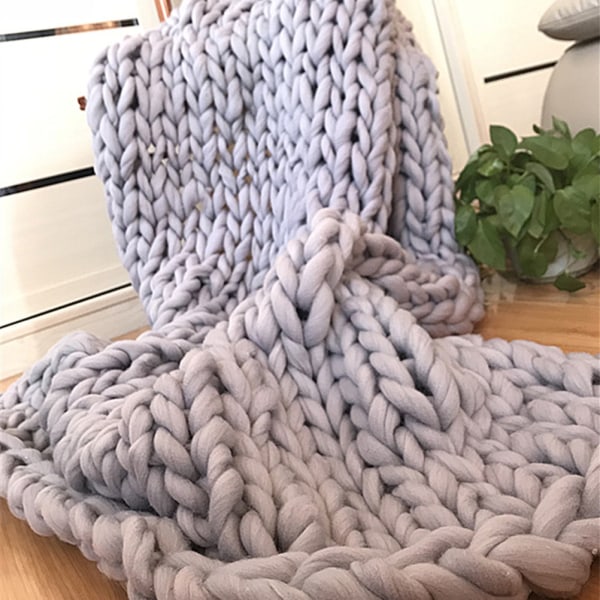 Mysig Chunky Knitted Filt Handgjord Garn Pet Bed Chair Soffa