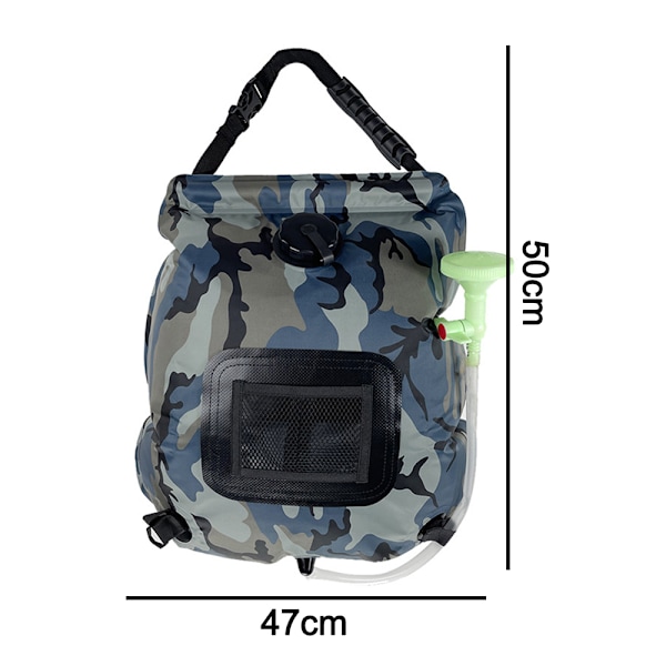 Solarduschväska Camo 20L Campingbad Vikbar Vattenväska PVC Bärbar Badväska Vattenförvaringsväska