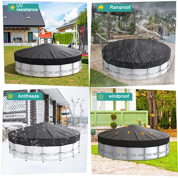 8/10/12 Ft Rund Poolöverdrag, Solskydd för Överjordiska Pool, Inground Poolöverdragsskydd med Dragkedja, Badtunnaöverdrag för Vattentät