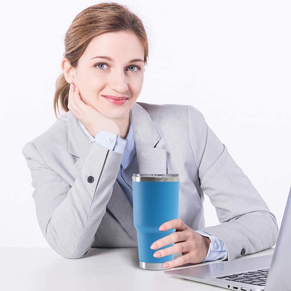 Thermos Termosmugg i Rostfritt Stål, Resemugg för Kaffe, Isolerad Kaffekopp med Vikbart Lock