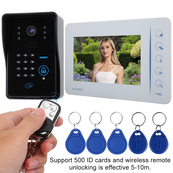 7 tum LCD-monitor Intercomkamera Videodörrtelefon Dörrklocka Access Control System 110-240V (UK)