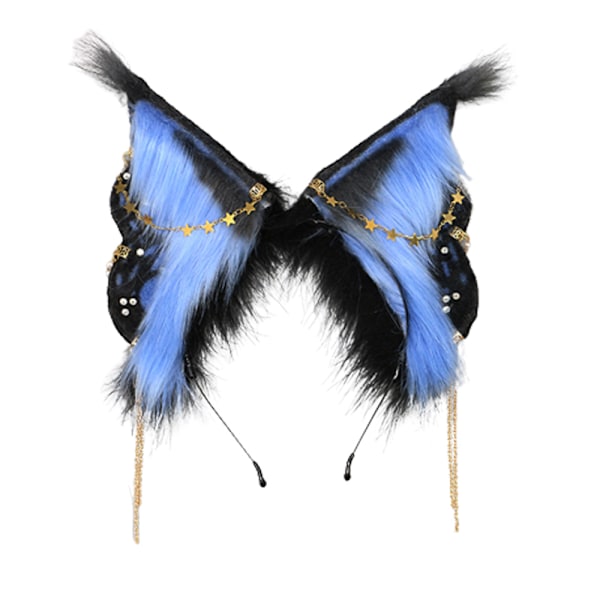 Fox Cat Butterfly Lange Pelsører Hår Hodeplagg Ulv Dyr Anime Halloween Party Kostyme
