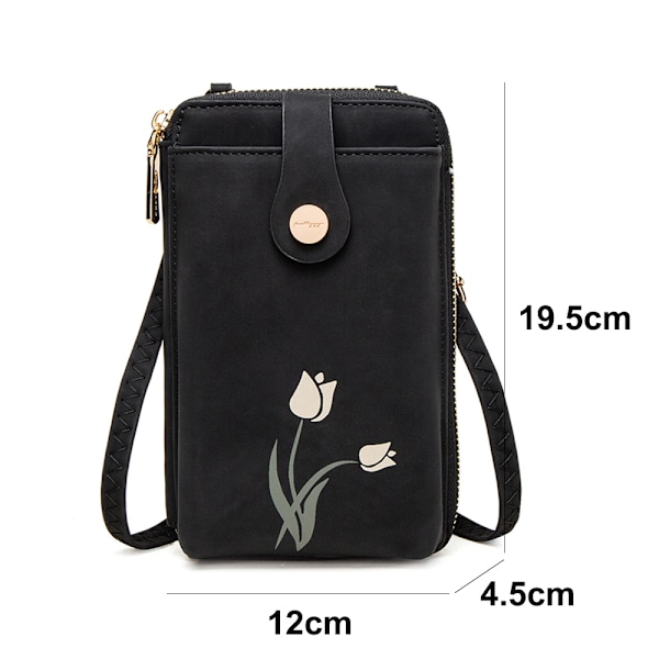 Trykt glidelås spenne casual kvinners skulderveske vertikal crossbody bag