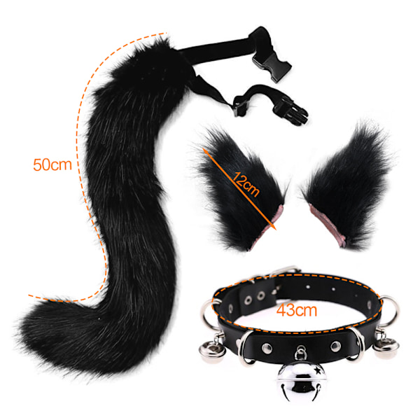 Katteører og hale sæt Voksen ører hale kit Kunstig pels hale til børn Hals choker Halloween Jul Fest forsyning
