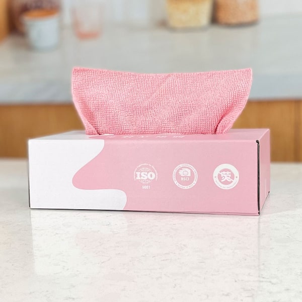 20 counts Rags In A Box- 7,8" x 7,8" Återanvändbara våtservetter för rengöring, kantlösa frottéhanddukar, butikstrasor, tvätt, damm, engångsbruk, hus, småstädning
