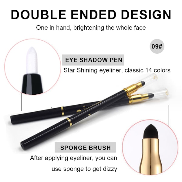Penn eyeliner, geleyelinerpenna för ögonmakeup, vattentät, smetfri, långvarig med ultrafint spets