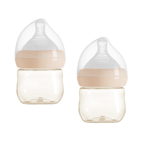 Mjuk Silikon Babyflaska, Långsam Flödes Bröstlik Bröstvårta, Fläck- och Luktresistent, 2-pack
