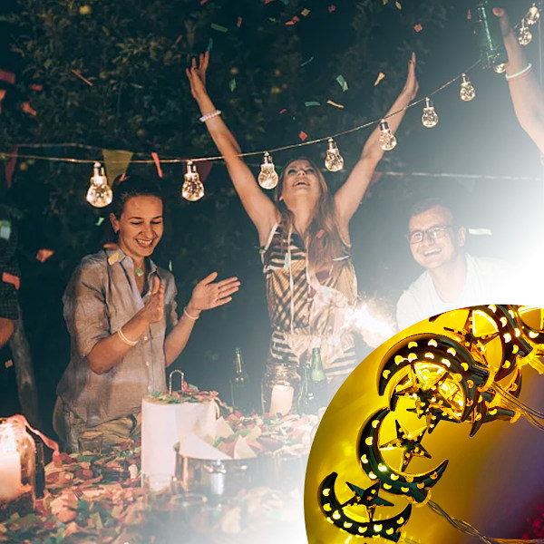 10FT Moon String Lights -20 LED Mån- och stjärnslingor batteridrivna, med timer Sovrumsfest Holiday väggdekoration inomhus jul