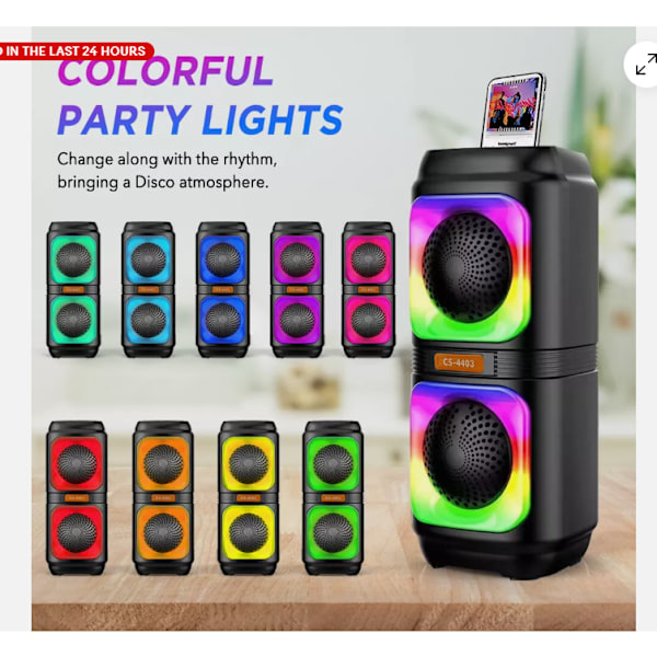 Trådlösa Bluetooth-högtalare med hög bas, bärbar subwoofer, utomhusfest, RGB