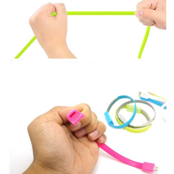 21cm Kreativ Bärbar Armband för iPhone Datakabel iOS Android Typ-c Armband Mobiltelefon Laddningskabel Nödströmkabel för Apple Grön
