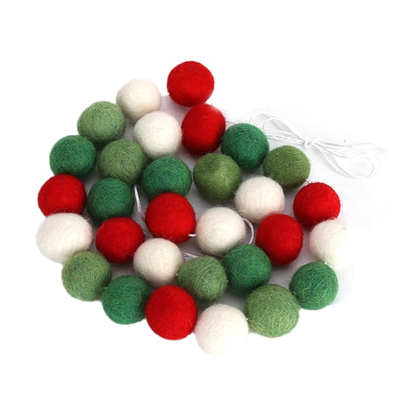 Röd Grön Vit Plysch Ball Garland Fluffy Ball Hängsnöre