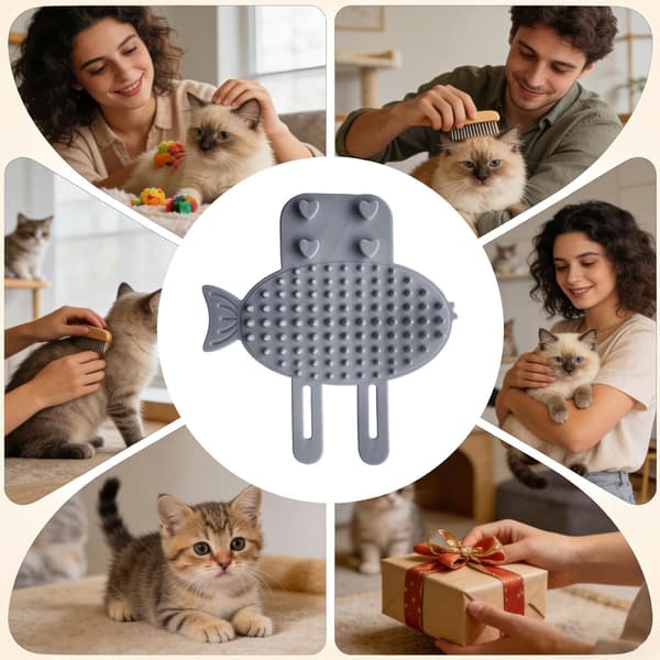 Self-Grooming Cat Brush - Gentle and Adjustable Interactive Massage - Face Rub, Wall and Corner Brush (D)