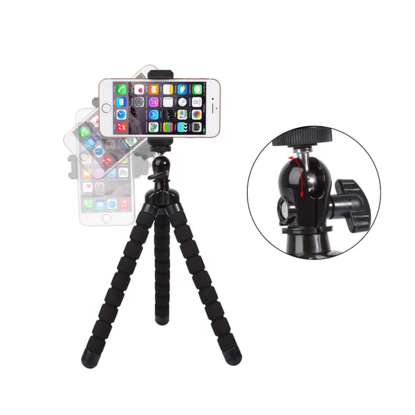 Phone Mini Tripod, Premium Flexible Mobile Phone Tripod Compatible with Small Digital Camera, Black