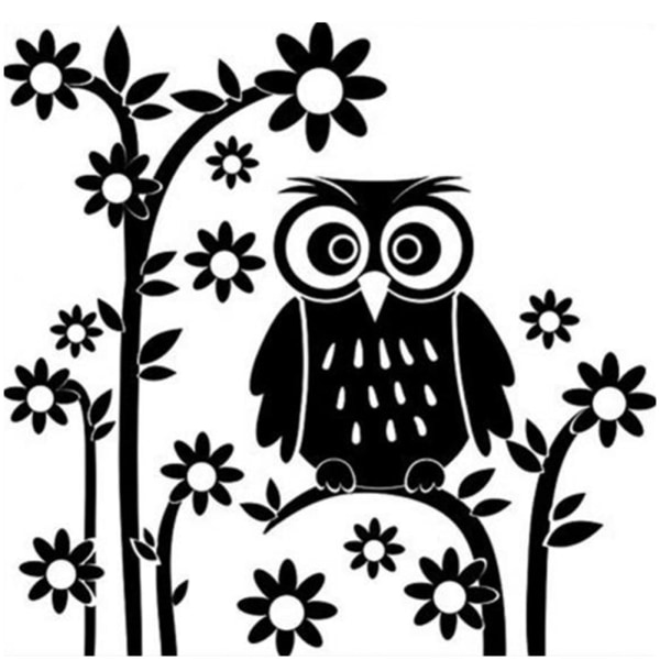 Black Owl Tree Branch Animal Väggdekal klistermärke för vardagsrum