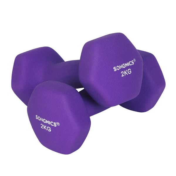 Neoprene Dumbbells 2 kg 2-pack purple / Hexagonal Dumbbells for Strength Training