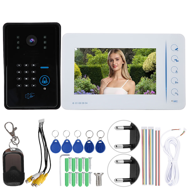 7-tums LCD-monitor Intercomkamera Videodörrtelefon Dörrklocka Access Control System 110-240V (EU)