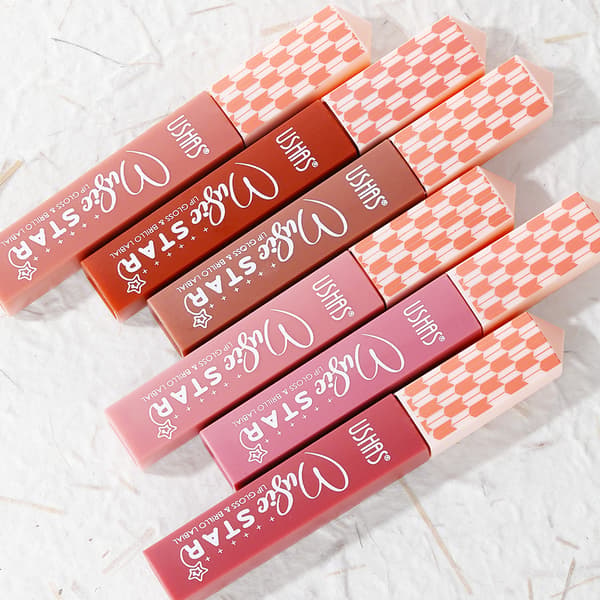 6-color liquid lip gloss/lip stain, matte, smudge-proof, waterproof, long-lasting lipstick