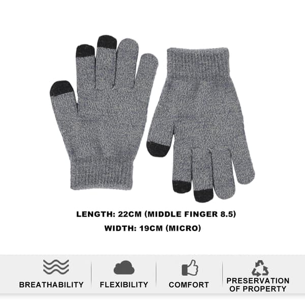 Vinterhandsker til mænd og kvinder, varme handsker med touchskærm og blødt termisk strikket for, elastisk manchet Light grey