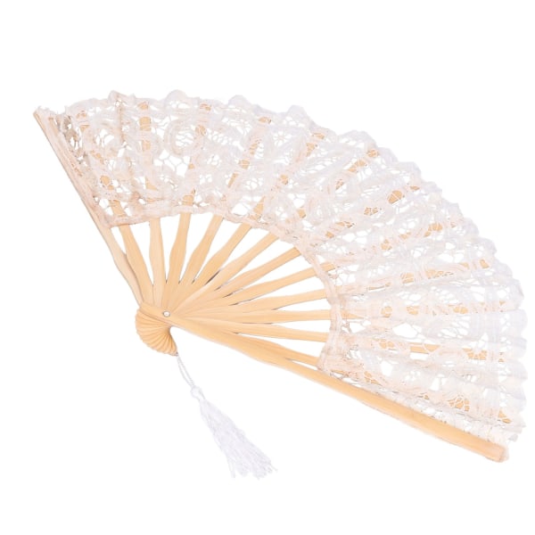 Folding Fan Hallow Lace Bamboo Bones Vintage Style Hand Fan