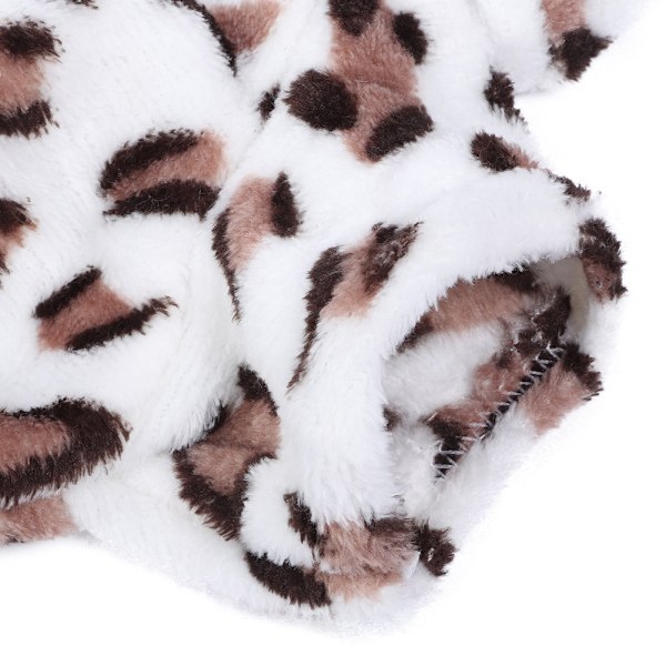 Plush Kläder för Hund och Katt, Söta Leopardmönstrade Dräkter, Nattkläder, Håller Varmt, Huvad Design för Höst och Vinter