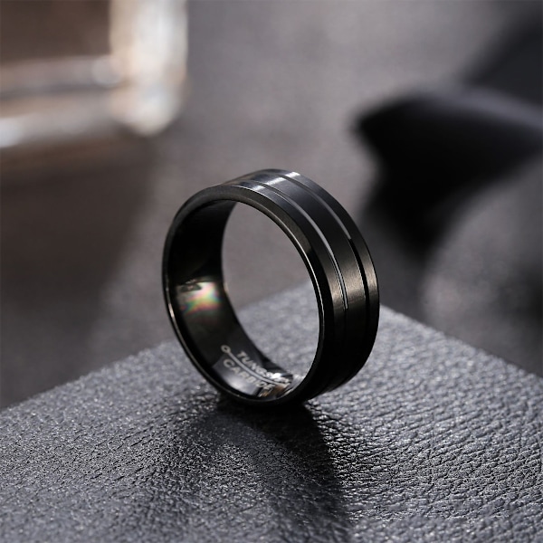 8 mm Titanring i rustfritt stål, matt finish, hererring, vielsesring, komfortabel passform, størrelse 8-11