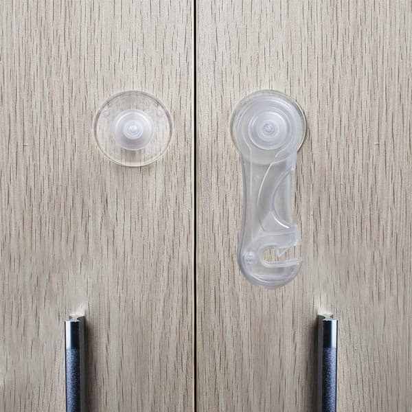 Barnsäkerhetsskåpslås (10-pack) - Babysäkra lås för lådor, toalettlock, kylskåp, ugn, med 10 extra 3M-lim (Transparent)