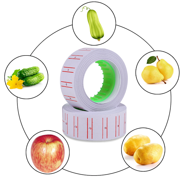 10 Rullaa Paperi Hinta-Tarroja Etiketti Tarra Punainen Viivallinen Yksirivinen Itseliimautuva Hinta-Asemalle