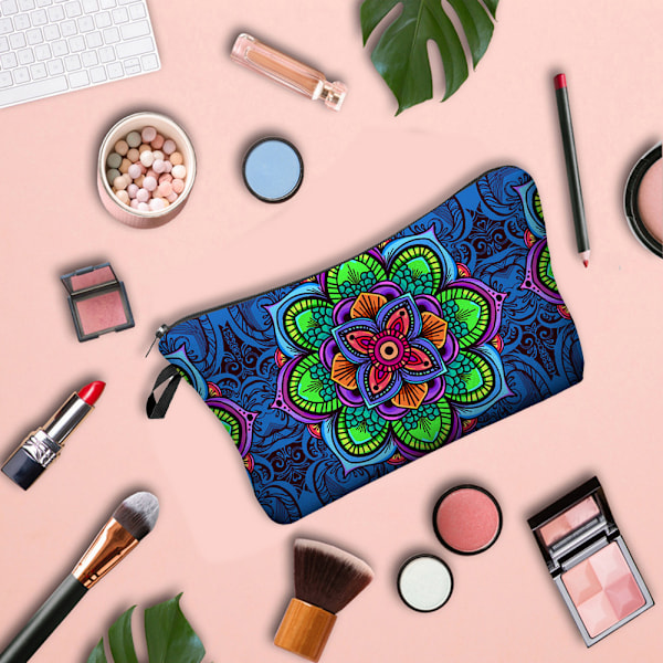 Mandala Trykt Mønster Makeup Taske Kvinders Clutch Taske Multifunktionel Rejsetaske