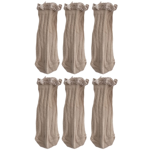 3 par med blonder på kanten - babyjente-sokker med sklisikker