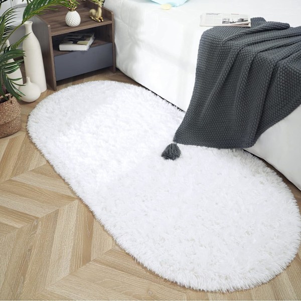 Oval fluffig matta, modern plyschig shaggy matta för barns sovrum, extra bekväm söt barnkammarematta, sängmatta för pojkar och flickors rum, hemdekormattor