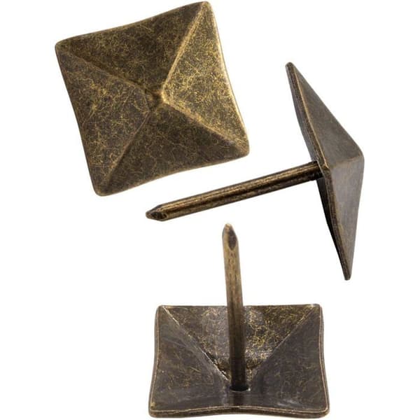 30-pak dekorative nitter, 14x14 mm antik bronzehoved til møbler - længde 20 mm
