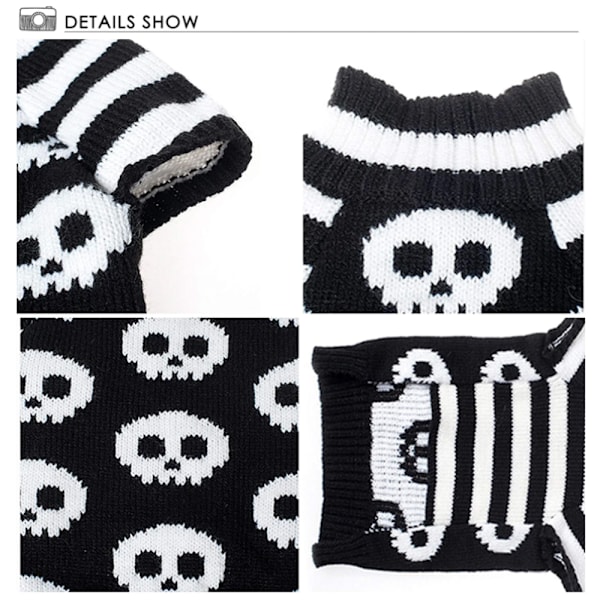 Halloween-Sweater til kæledyr med kranie-stribet ærme - Katte- og Hunde-tøj
