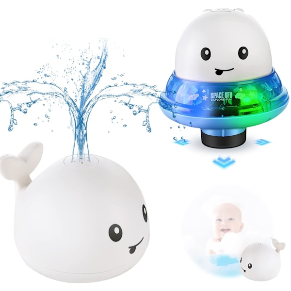 Babybadleksak, vattenleksak, valsprayinduktion flytande badleksak med ljus och musik, poolvattensprayleksak för åldrar 1 år och uppåt, baby