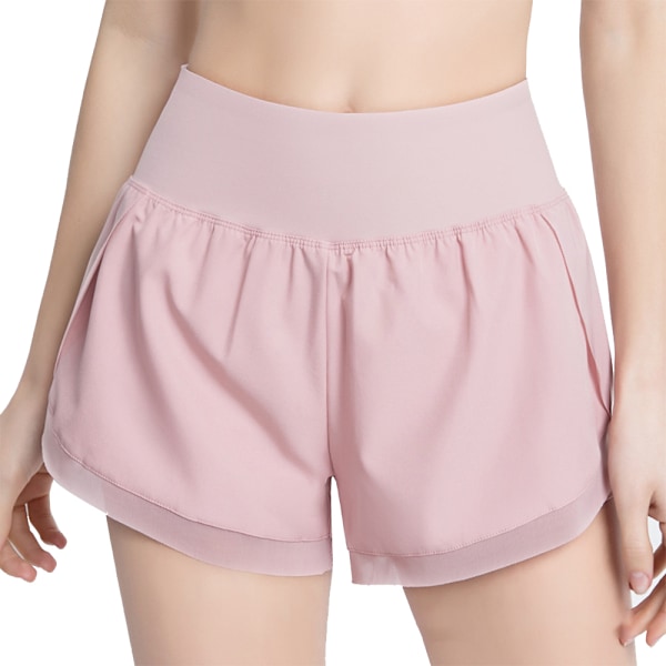 Damshorts med hög midja för löpning med foder, atletiska vandrings- och träningshorts med fickor