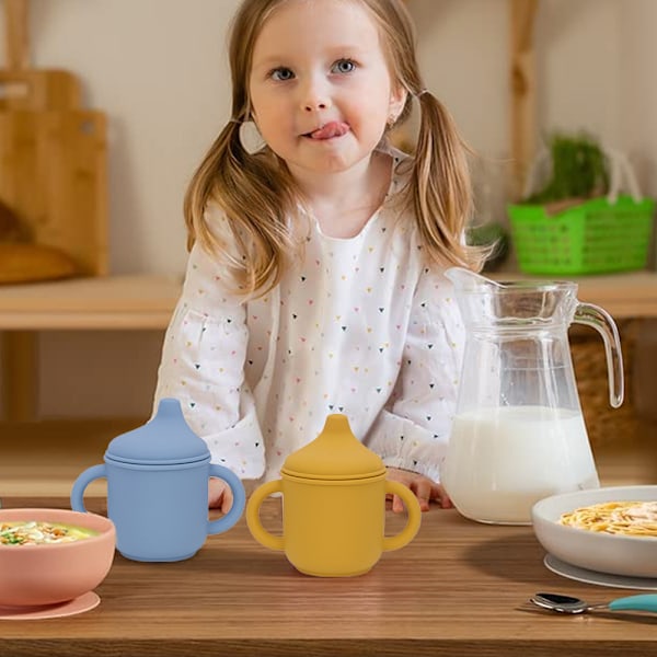 Silikon Sippy Cup og Treningskopp for Baby - Myk Tut og Håndtak - Uknekkelig - Lett å Gripe