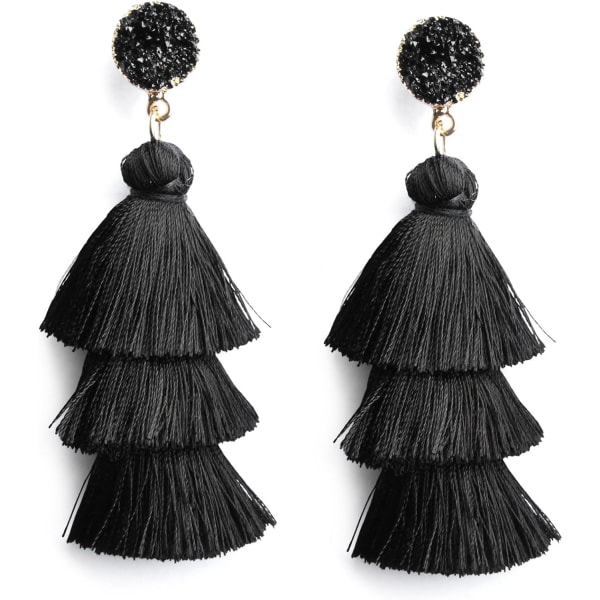 Colorful Layered Tassel Earrings Bohemian Tiered Tassel Stud