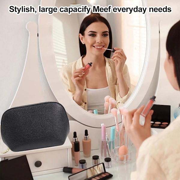 Makeup Taske - Stor Kosmetik Taske Bærbar Læder Rejsetaske Makeup Taske til Kvinder og Piger