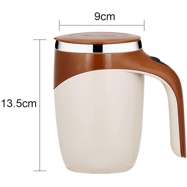 380mL självrörande mugg med lock Automatisk magnetomrörande kaffekopp Elektrisk rostfritt stål självblandande kaffekopp för kaffe Mjölk Kakao Varm