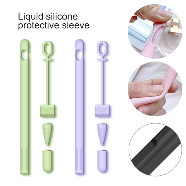 2-pack silikonfodral kompatibelt med Apple Pencil 1:a generationen, mjukt skyddande grepp halkfritt