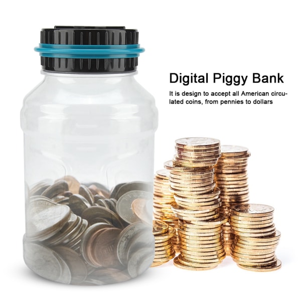 LCD-skärm Digital Spargris Penninglåda Jar Dollar Mynt
