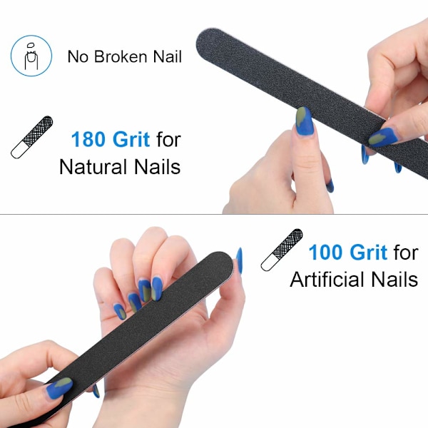 12 ST Nagelfilar och buffertar - Gör din egen nagelvård hemma - Professionella manikyrverktyg som kan forma och jämna ut dina naglar - Nagelfilar för