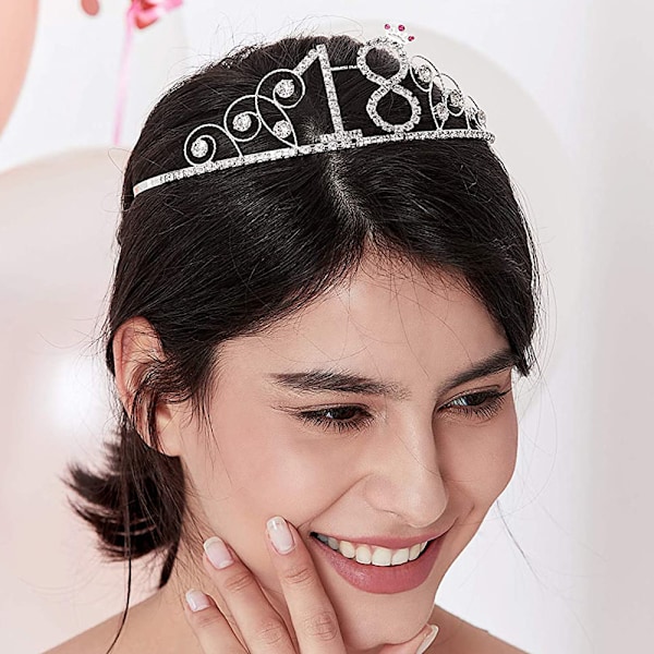 Syntymäpäiväkruunu Tiara hiuskammalla Kristalliriipus Hopeinen Syntymäpäivälahja Naisille Prinsessapuoti Tarvikkeet ja Koristeet Kristallilla