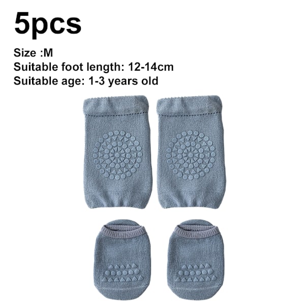5 Paria Liukumattomat Vauvan Sukat Setti Unisex ja Vauvan Ryömintä Liukumattomat Polvisuojat