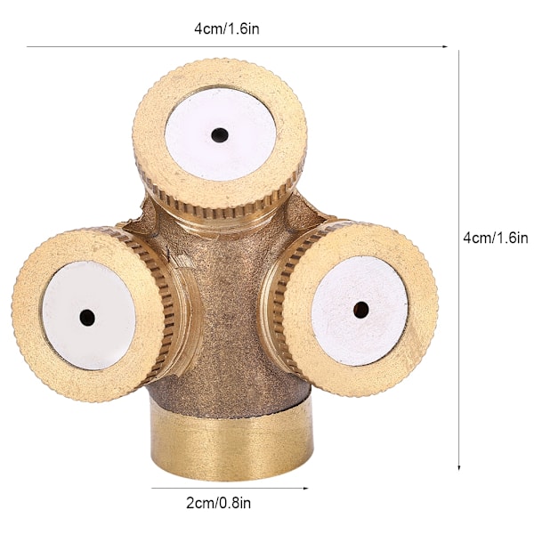2 st G1/2 Mässing Högtryck 3-Munstycke för Jordbruksmotoriserad Spruta och Elektrisk Spruta DN15
