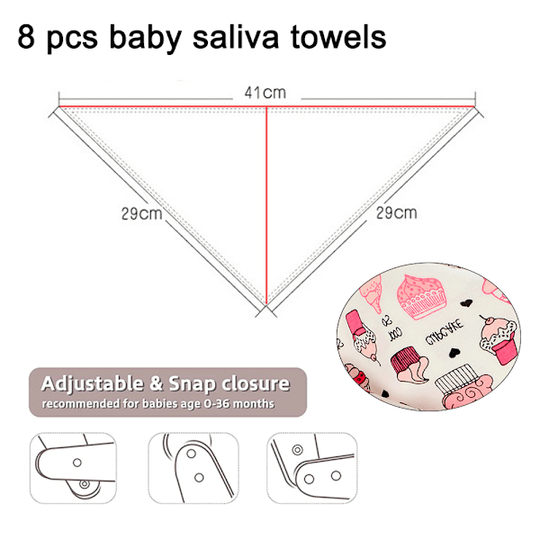 Baby Bandana-Sjal Spottar 8-pack för Dreglande och Tandspottning, Superabsorberande Hypoallergena, Levande Färger för Flickor