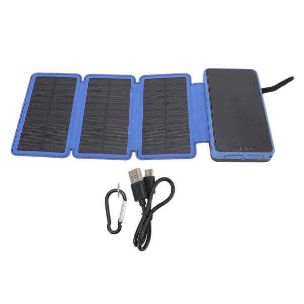 Solar Power Bank Multifunktion Bärbar Vikbar 20000 mah Läder Grain Solar Telefonladdare för utomhuscamping